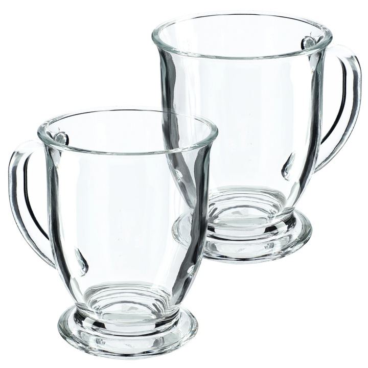 Cani din sticla, pentru ceai si cafea, 460 ml, set de 2, transparente