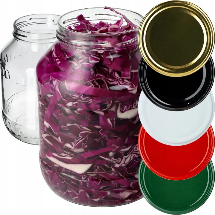 Üveg befőttesüvegek uborkához, Csavaros tetővel ellátott befőttesüvegek, 2,5 L, 2 darabos készlet, Ø 10 cm, Élelmiszerbiztos