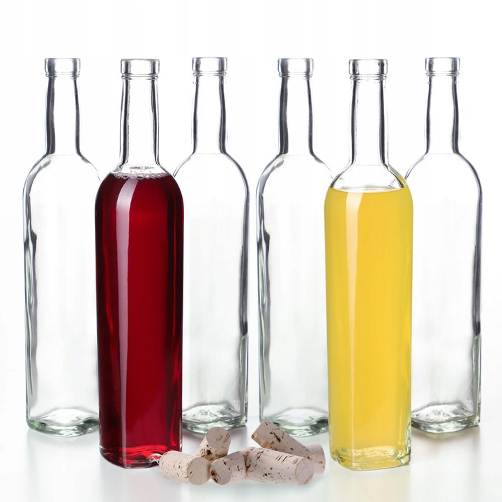 Sticle din sticla, Sticle pentru tincturi 500 ml, Set 6 bucati, Cu dop Ø19 mm, Pentru lichior si tincturi