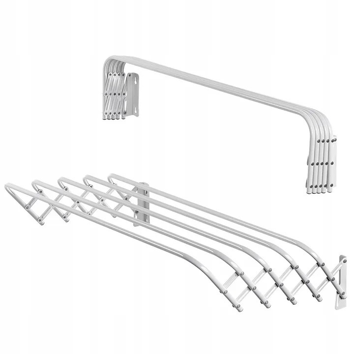 Fali ruhaszárító, harmonika típusú, 80 cm, kihúzható, összecsukható, fürdőszobába