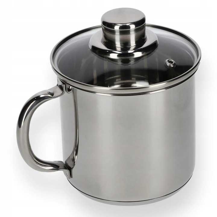 Cratita, Inox, 1, 2 l, Cu capac, Pentru inductie si gaz, Argintiu