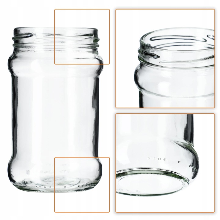 Borcane din sticla 10 bucati, Borcane pentru miere si dulceata 315 ml, Capace cu filet 66 mm Twist-Off, Rotunde, Conform FCM