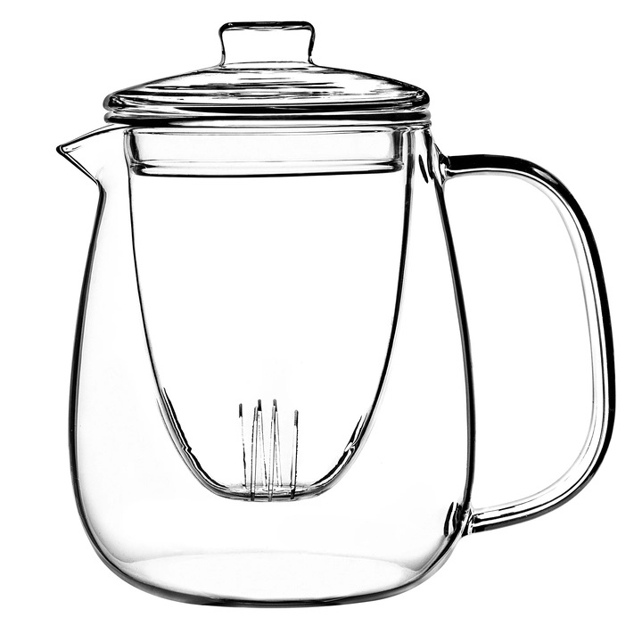 Ceainic din sticla, Ceainic cu infuzor/filtru, 600 ml capacitate, Pentru ceai vrac si ceai din plante, Sigur pentru alimente FCM