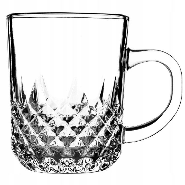 Cani din sticla pentru ceai si cafea, Set de 6, Cu Maner, Volum 230 ml