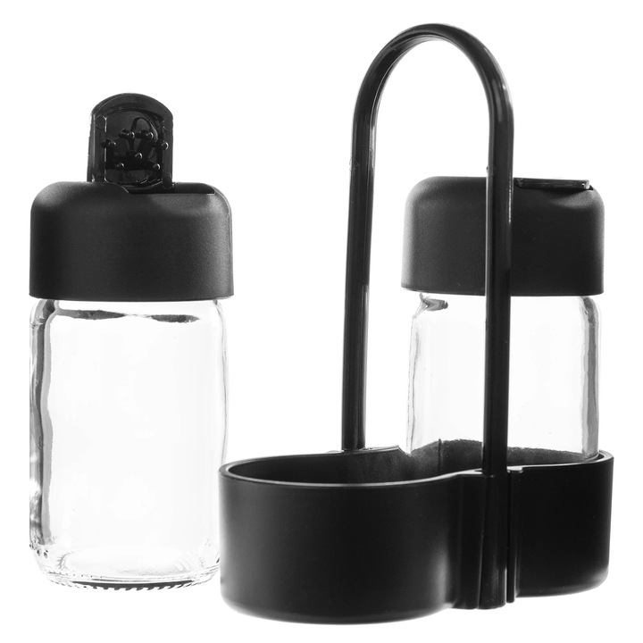 Set sare si piper, Solnite cu suport, 2 piese, Suport de masa, Pentru bucatarie si servire