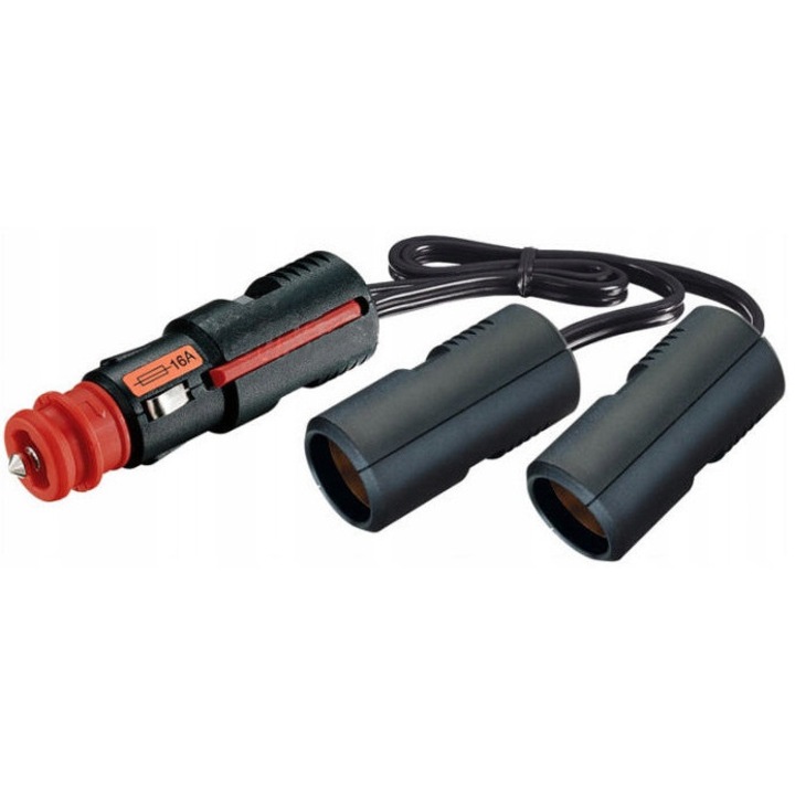 Rozgaleznik auto ProCar 12-24V, 2x8A, 16A, 25cm, negru, rosu