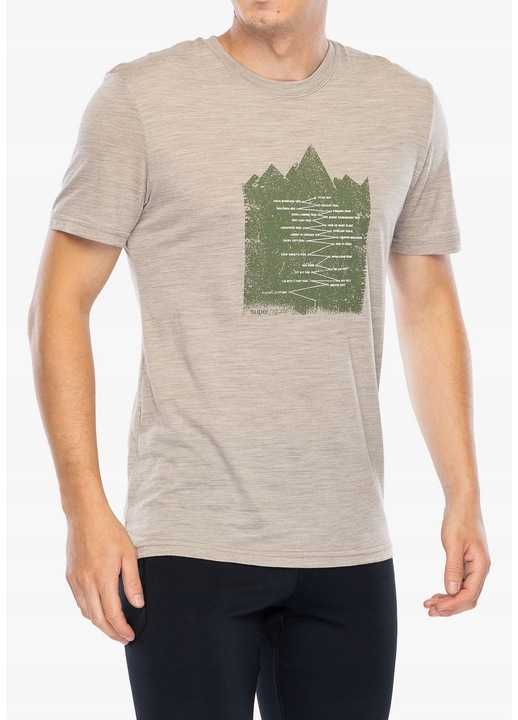 Férfi póló, Mountain Trail Tee, melírozott, merinó gyapjú