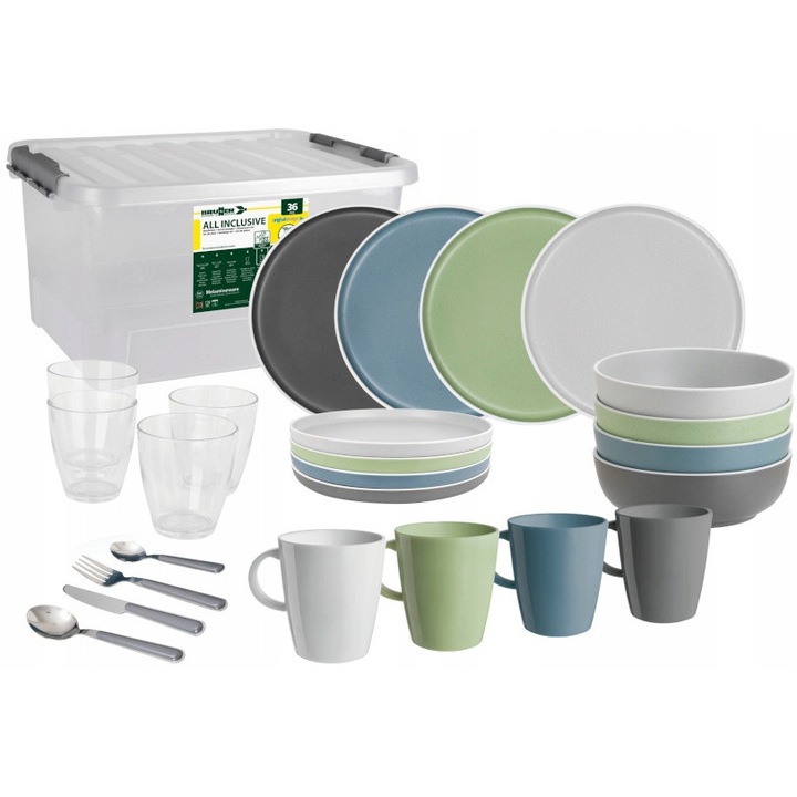 Set de masa Brunner Dolomit, 36 piese, melamina, pentru 4 persoane, multicolor