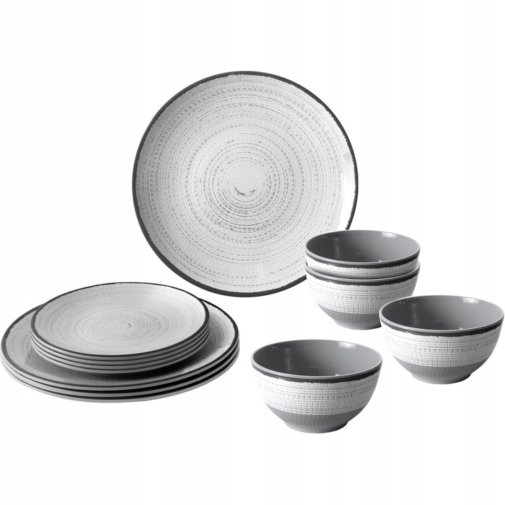 Set de masa melamina Brunner Midday Tivoli, 12 piese, pentru 4 persoane, multicolor