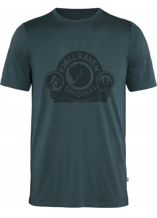 Férfi póló, FjallRaven, Abisko Wool Classic SS, Tengerészkék