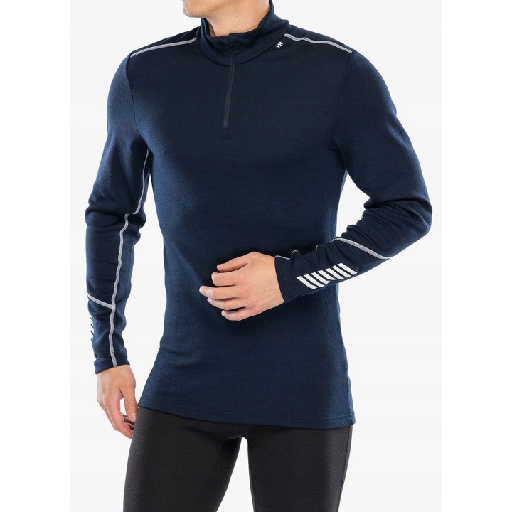 Bluza sport barbati, Helly Hansen, LIFA Merino Midweight 1/2 Zip, bleumarin
