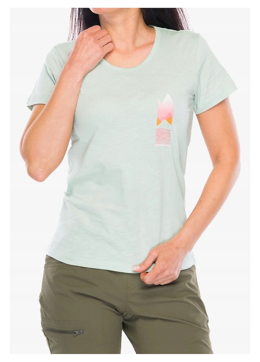 Tricou sport dama Edelrid Highball, bumbac organic, verde, croiala confortabila