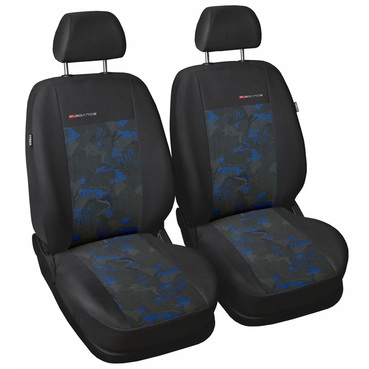 Huse auto ELEGANCE 1+1, ciemno szary si nuante de gri si albastru, universale, pentru MAZDA 626 III IV V, set 2 huse pentru spatar.