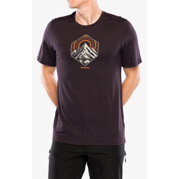 Tricou sport Smartwool, Peak Energy, imprimeu, maro, bumbac, 2XL INTL