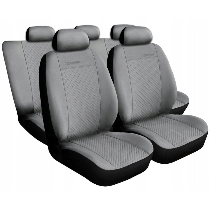 Huse auto, Prestige, set 7 piese, gri si negru, universal