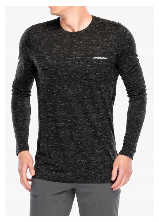Bluza sport barbati Smartwool Merino Hemp Blend Gear Up, negru heather, confortabil, durabil, prietenos cu pielea