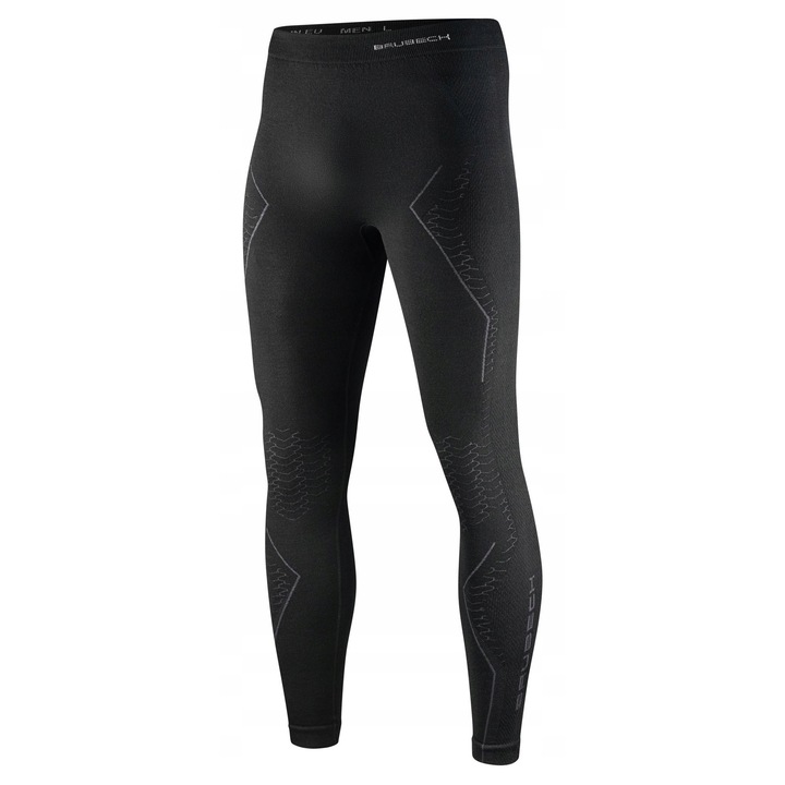 Pantaloni sport barbati, Brubeck, colanti termoactivi Extreme Merino, negru, pentru drumetie