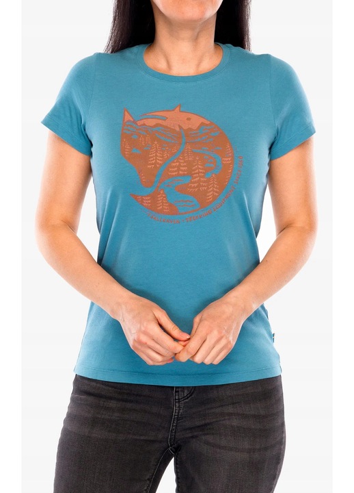Női póló FjallRaven Arctic Fox Print, kék, pamut, XS INTL