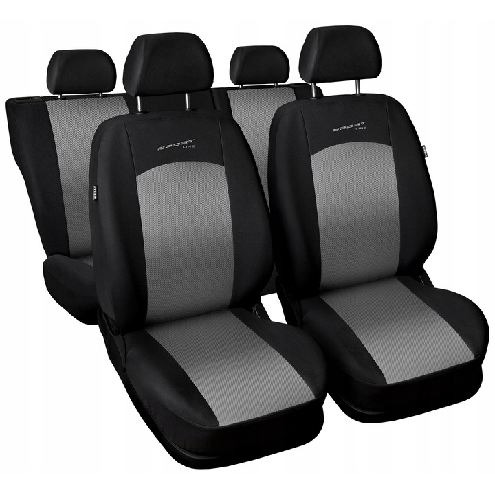 Huse auto, SPORT LINE, pentru Audi A3, A4, A6, 80, 100, 2 huse pentru scaunele din fata, huse pentru spatar si sezutul din spate, multicolor, dimensiune universala