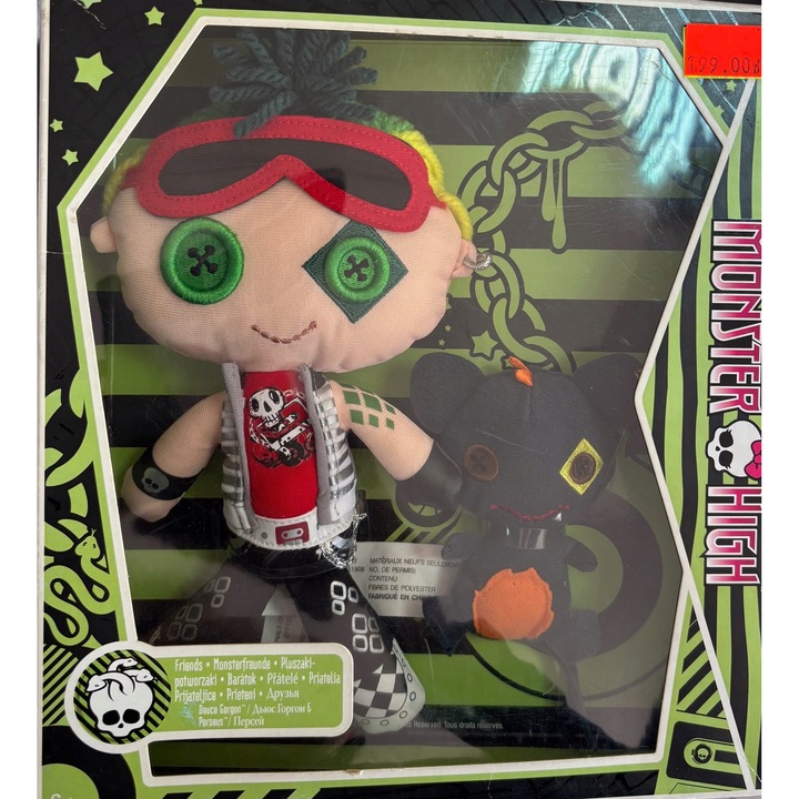Papusa plusata Monster High, Deuce Gorgon, set cu soarecele Perseus, moda moderna