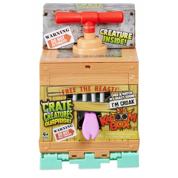 Figurina interactiva Crate Creatures KaBOOM Box, 6 piese, sunete amuzante, multicolor