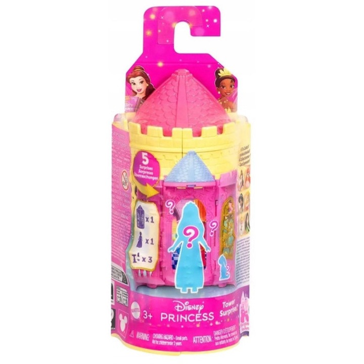 Mini turn Disney Princess cu papusa, Mattel, galben, 3 ani+