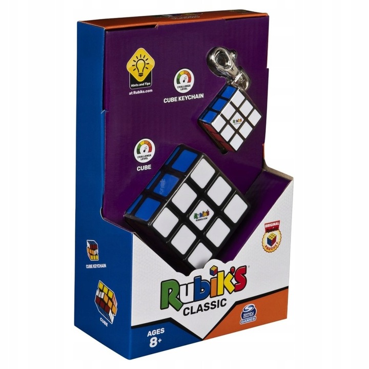 Set Joc Rubik Kostka 3x3 cu breloc, Spin Master, pentru 8 ani+