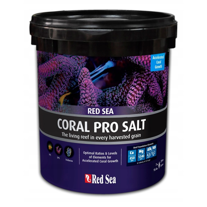 Sare acvaristica Red Sea Coral Pro 7kg, pentru acvarii marine, continut ridicat de Ca si Mg, alb