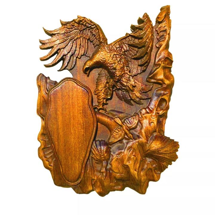 Trófeapajzs őzbakhoz, HUBERTUS-SHOP KO-R - Rusztikus tölgy - 20 cm
