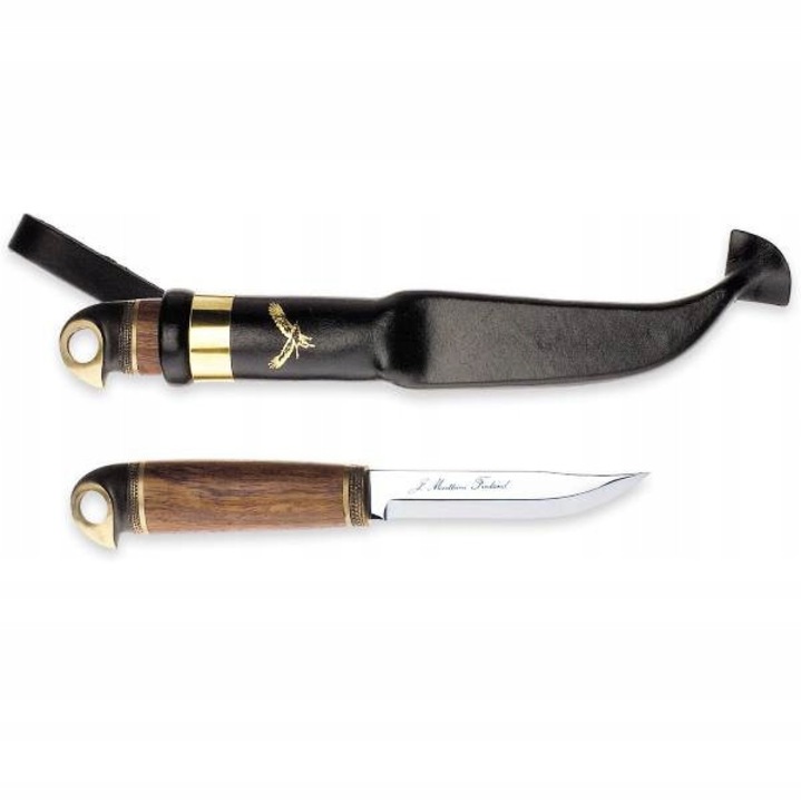 Cutit Marttiini Eagle Knife, lama din otel inoxidabil, maner din lemn de mesteacan, teaca din piele neagra, 11x22cm