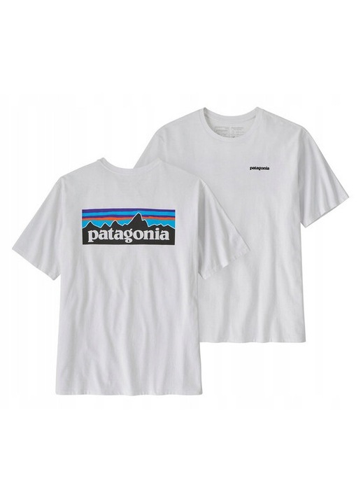 Patagonia P-6 Logo póló, fehér, pamut, Fehér