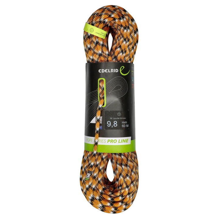 Lina de escalada Edelrid SE Jura 9,8 mm 60 m, tehnologie Thermo Shield, pentru utilizare sportiva, ideala pentru interior si exterior