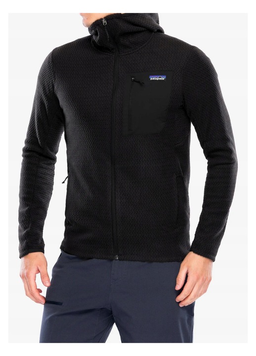 Мъжки спортен суичър Patagonia R1 Air Full-Zip Hoody, черен, рециклиран материал, бързосъхнещ, повишена дишаемост, S INTL