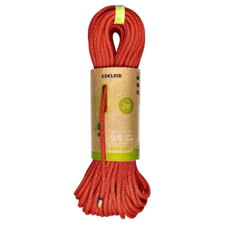 Lina dinamica Edelrid Heron Eco Dry 9,8 mm 60 m - rosie, tehnologie Thermo Shield, impermeabila