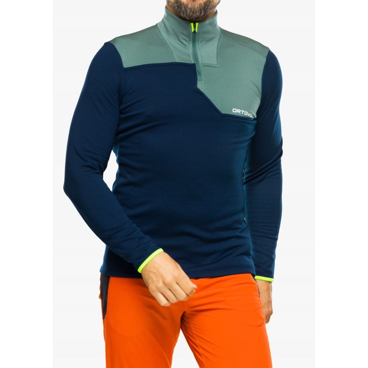 Bluza sport barbati Ortovox Fleece Light, termica, culoare deep ocean, material fleece