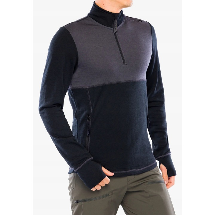 Bluza sport barbati, Dovre, fleece, negru/gri
