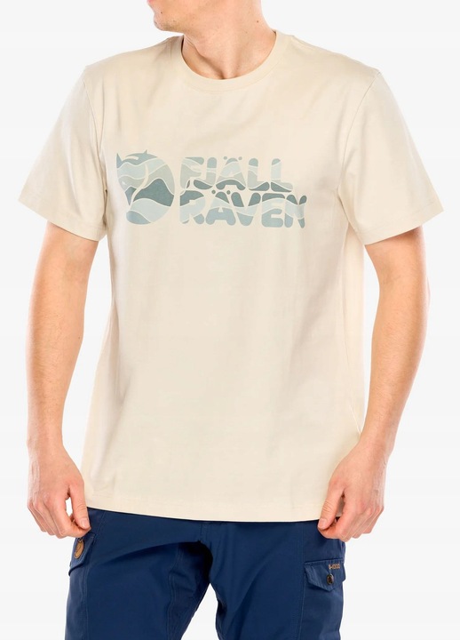 Férfi póló, FjallRaven, többszínű, logó nyomtatás, fehér, pamut