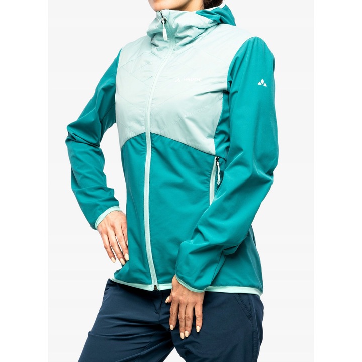 Geaca hibrida dama, Vaude, Brenva, sintetica, verde, pentru activitati montane, cu umplutura PrimaLoft(R) Silver Insulation Eco