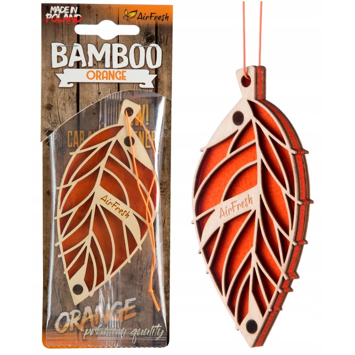 Odorizant auto AirFresh Bamboo, portocala, set 10 bucati, dimensiune 9mm