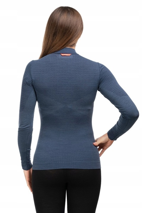 Tricou termic femei Salewa Zebru Responsive 1/2 zip, lana alpina, bleumarin, respirabil, M INTL