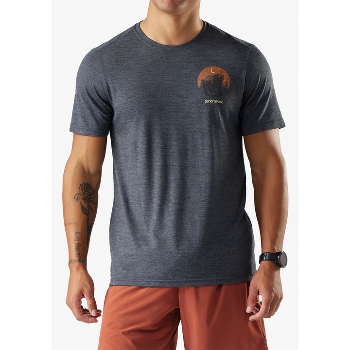 Tricou sport barbati Smartwool Lunar Bear, gri, lana merinos