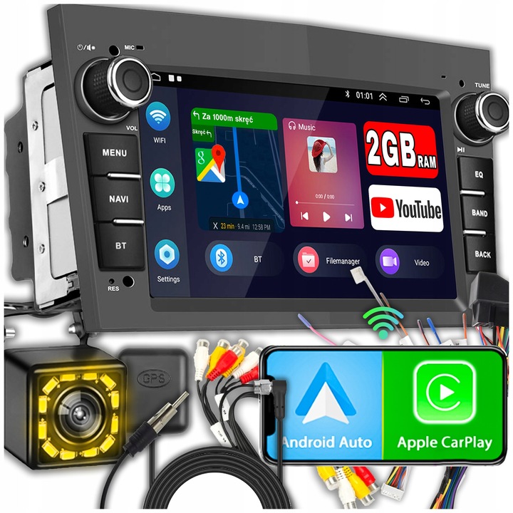 Radio auto ALLNOEL Android 13, 2 DIN, 7", 2GB RAM, camera de marsarier, compatibil cu Opel