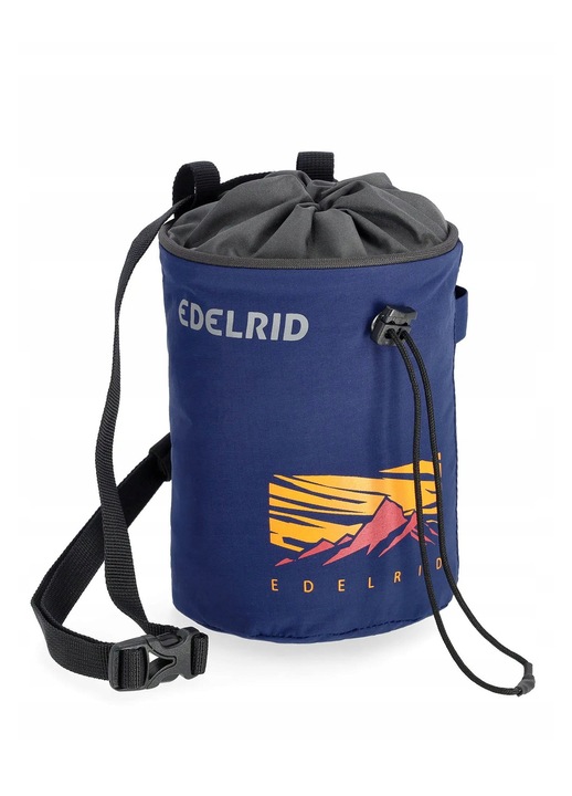 Sac de magneziu Edelrid Chalk Bag Rodeo L, navy, cu buzunar pentru chei, 2 suporturi pentru perii