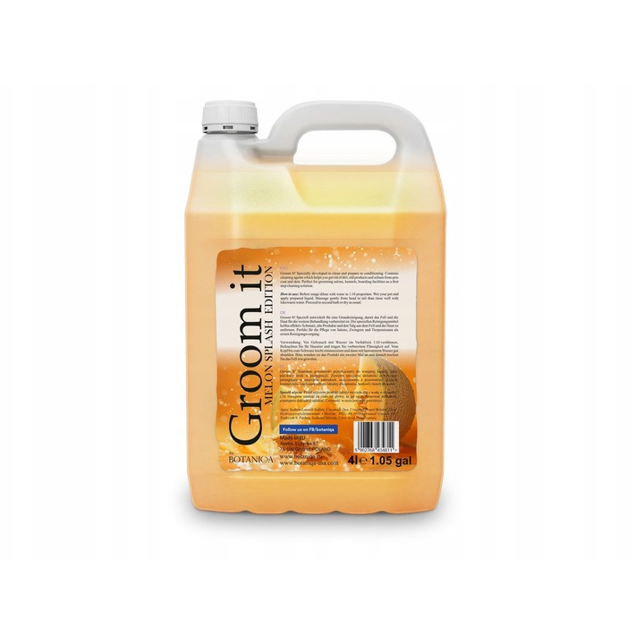 Sampon pentru caini Groom It! Botaniqa, 4L, concentrat, parfum de melon