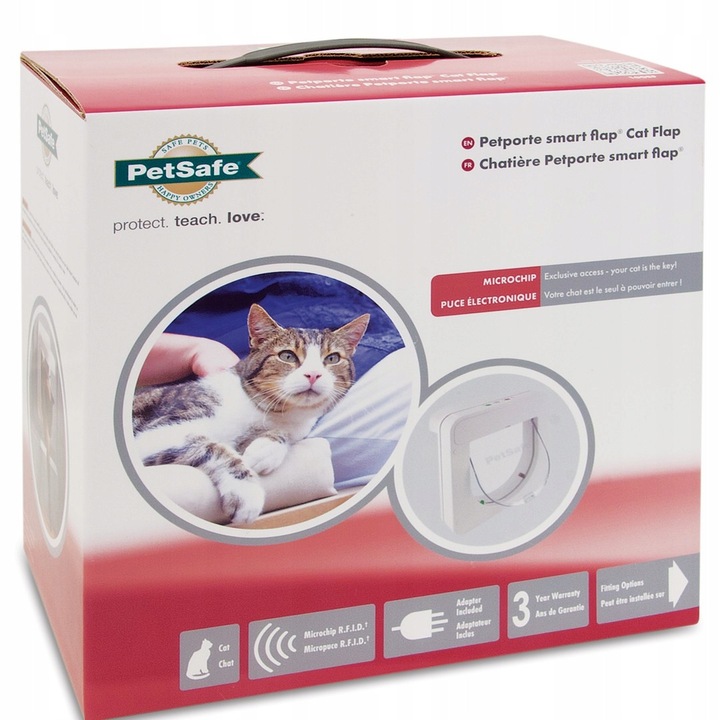 Usa automata pentru pisici PetSafe 82690, compatibila cu microcipuri, transparent, 232x232mm