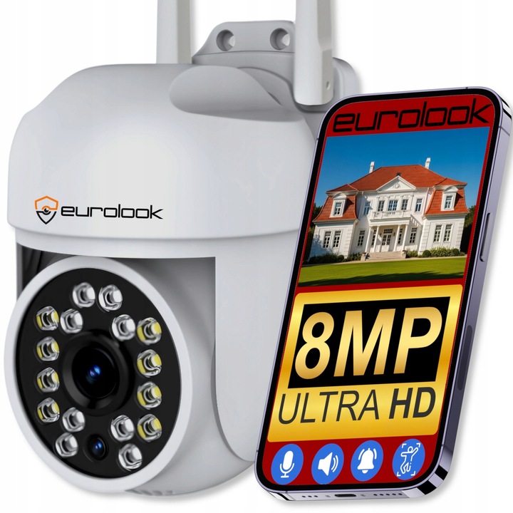 Camera de supraveghere Wi-Fi 5MP, Eurolook, rotativa, detectie miscare, nocturna, IP66