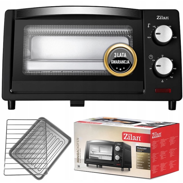 Cuptor electric Zilan Roza, 800W, 10L, timer 60 minute, compact, negru