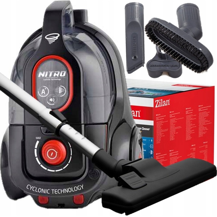 Циклонен аспиратор Zilan Nitro 750W, HEPA филтър, 2L, бял, 4.5x7.5м
