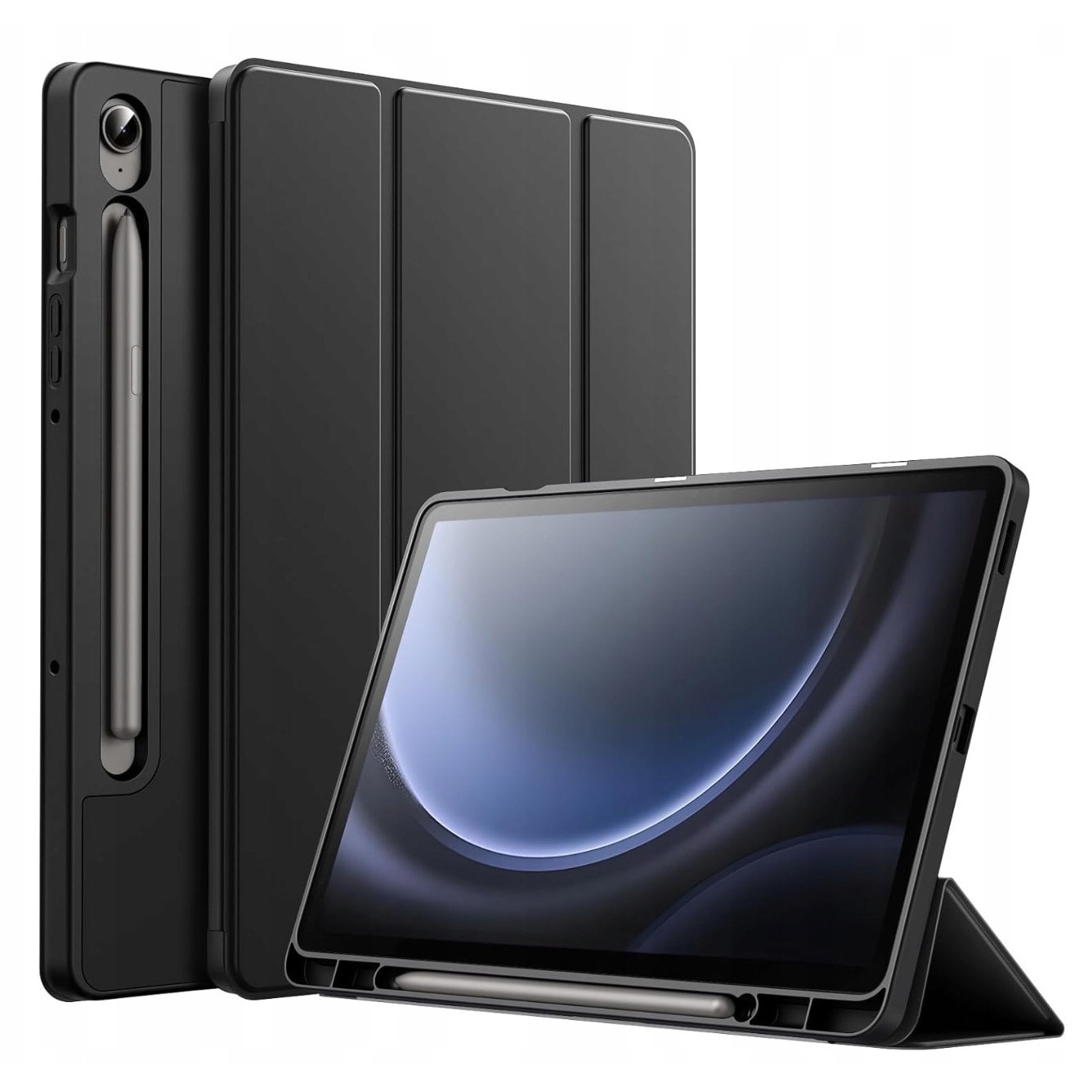 Husa tableta EtuiTab pentru Samsung Galaxy Tab S10 Lite 10.9", set cu rysik si sticla de protectie, ecologica, neagra