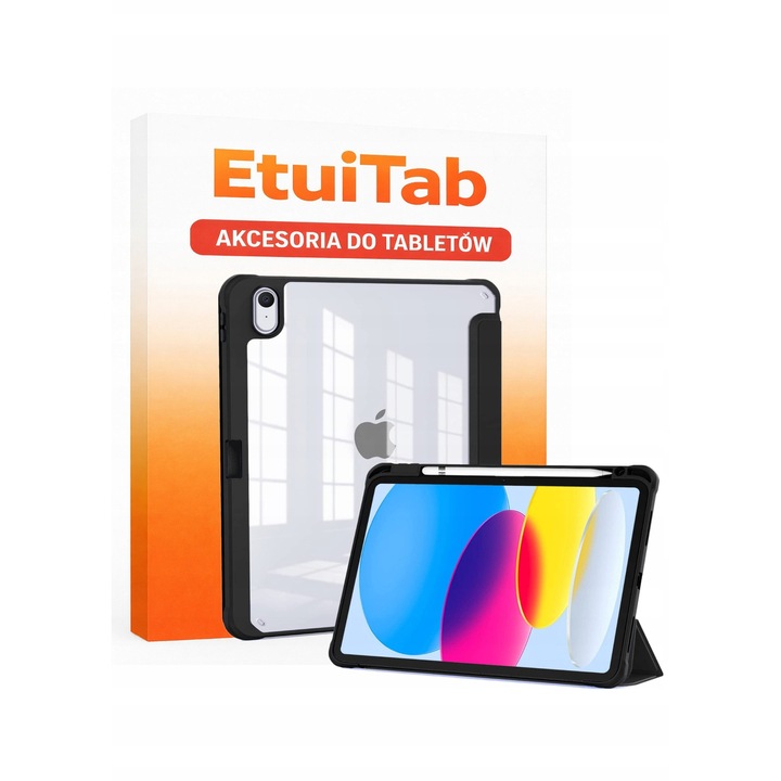 Husa tableta EtuiTab pentru Apple iPad 10.9 10 GEN 2022 / iPad 11 A16 11GEN 2025, transparenta, cu suport pentru stylus, functie wake-up